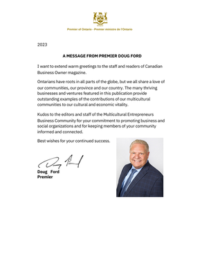 A Message from the Premier of Ontario ​The Honourable Doug Ford