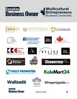 Canadian Business Owner magazine winter 2023 Multicultural Entrepreneurs Business Community - logos 